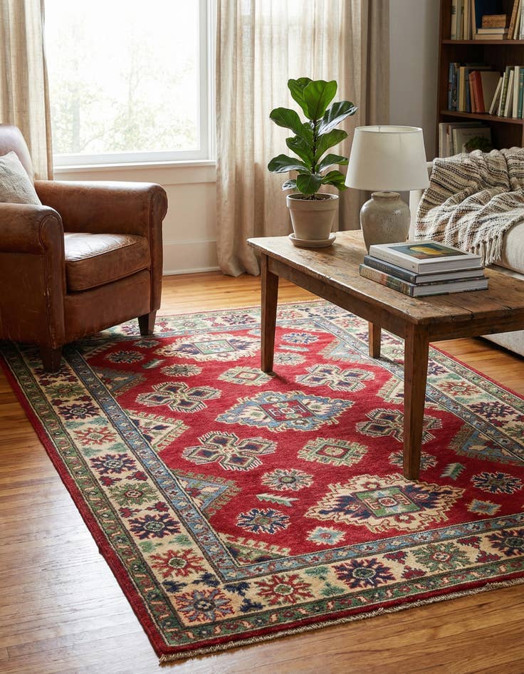 Detail image of 4' x 6' 2  Hand Knotted Kazak Rug