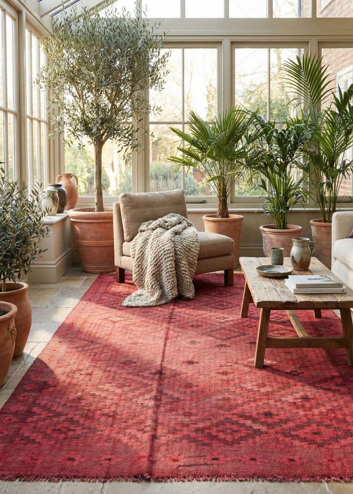 6' 1 x 9' 9 Hand Woven Kilim Fars Wool Rug