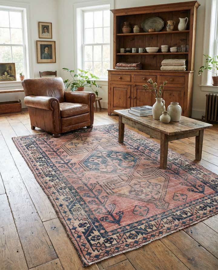 4' 8 x 6' 10 Hand Knotted Ultra Vintage Persian Wool Rug