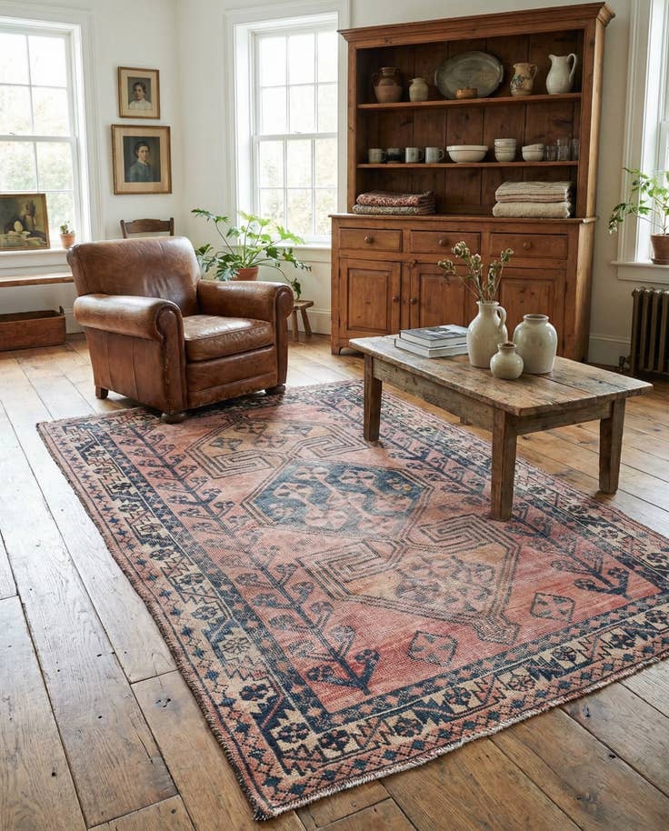 Detail image of 4' 8 x 6' 10 Hand Knotted Ultra Vintage Persian Wool Rug