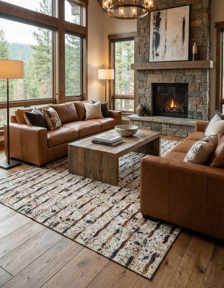 Detail image of  5' x 8' Cowhide Leather Rug