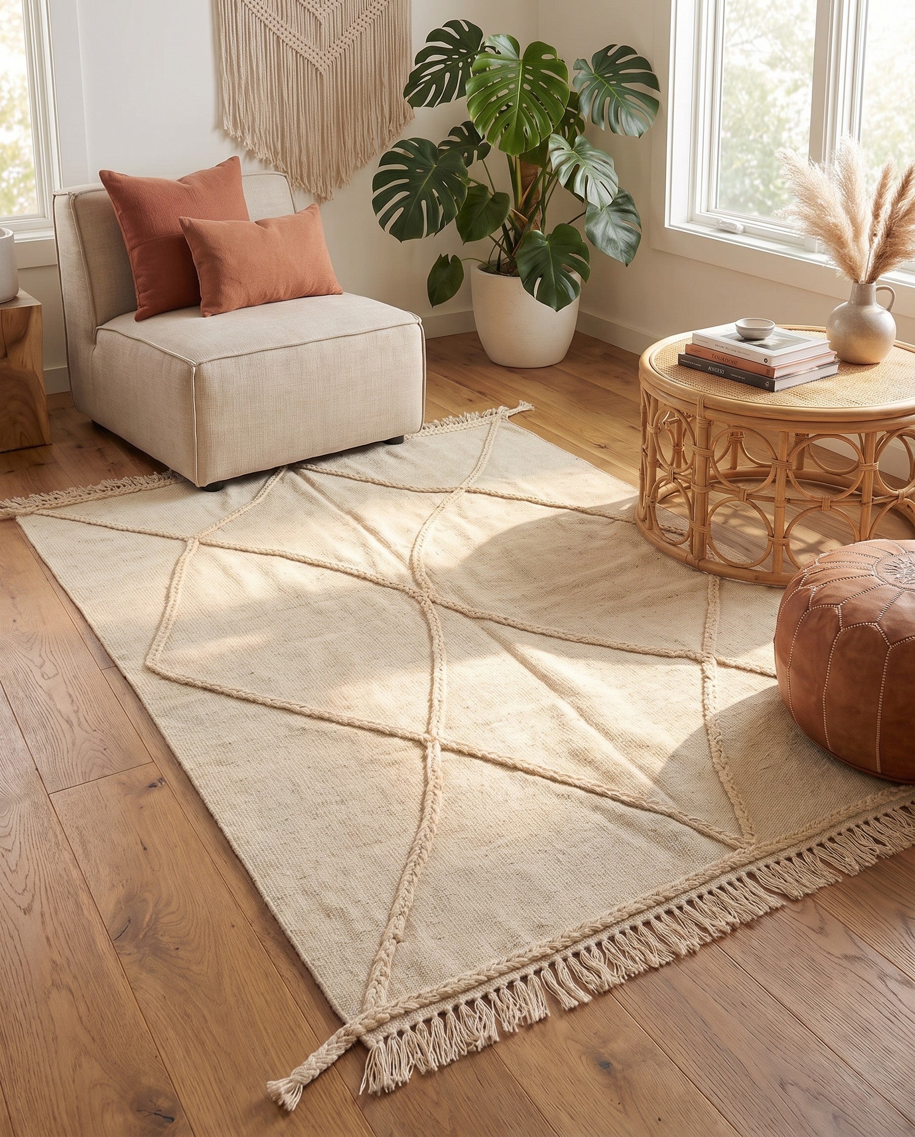 3' 7 x 5' Hand Knotted Moroccan Wool Rug