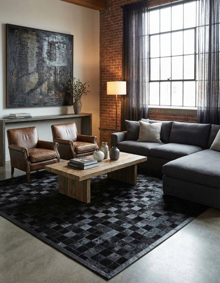 Detail image of  5' 3 x 8' 2 Cowhide - Patchwork Rug