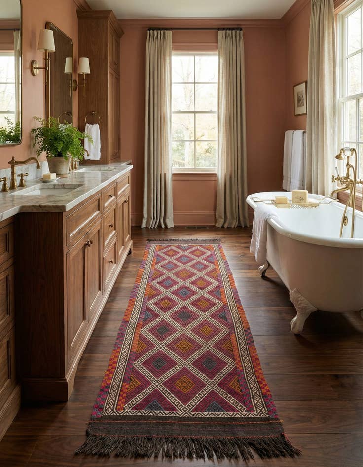 Detail image of 2' 4 x 8'  Hand Knotted Kilim Fars Persian Wool Runner Rug