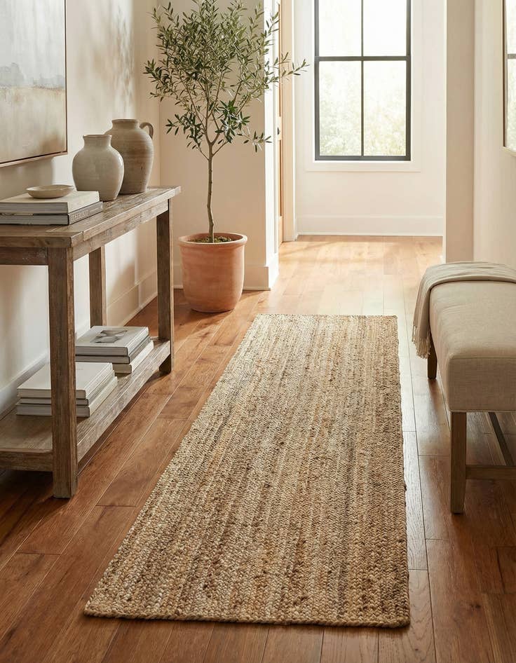 Detail image of  2' 7 x 10'  Hand Braided Jute Runner Rug