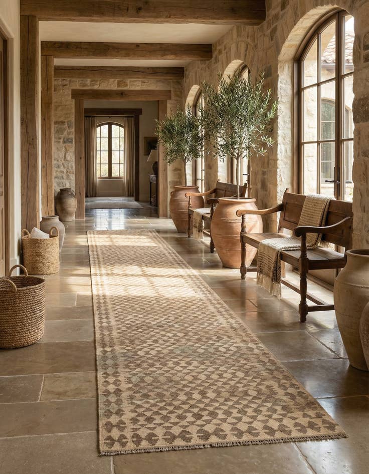 Detail image of  3' 1 x 19' 3  Hand Woven Kilim Maymana Wool Runner Rug