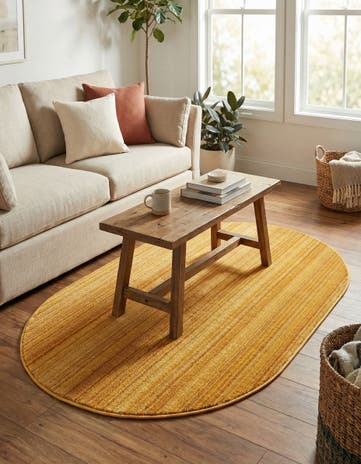 Yellow Gemstone Oval Rug