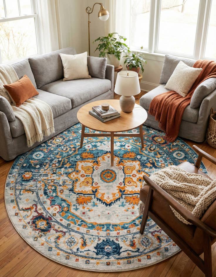 Detail image of 7' 10 x 7' 10 Madeline Vintage Round Rug