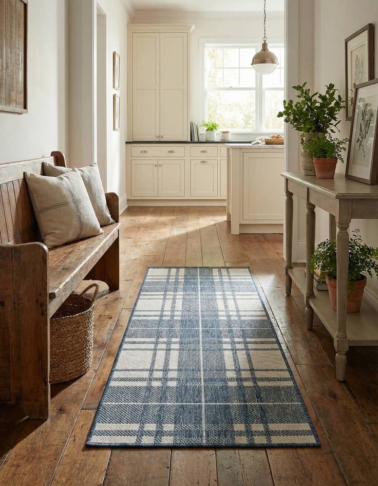 Detail image of 2' x 5' 3 Easy-Clean Checkered Indoor / Outdoor Runner Rug