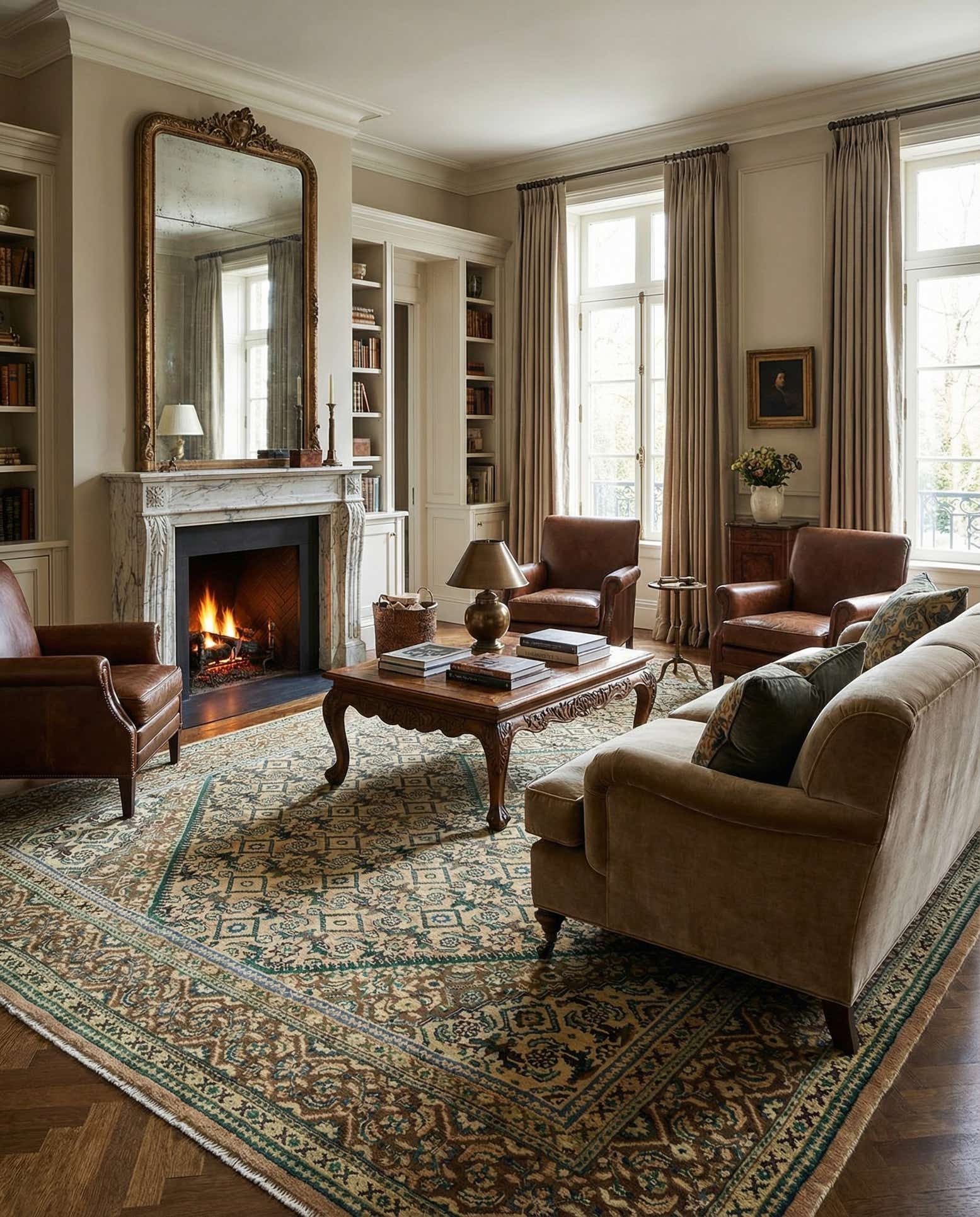 9' 9 x 13' 5 Hand Knotted Farahan Persian Wool Rug