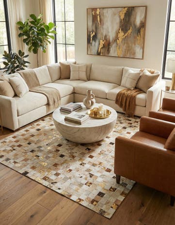 7' 6 x 9' 10 Cowhide Stocks Rug
