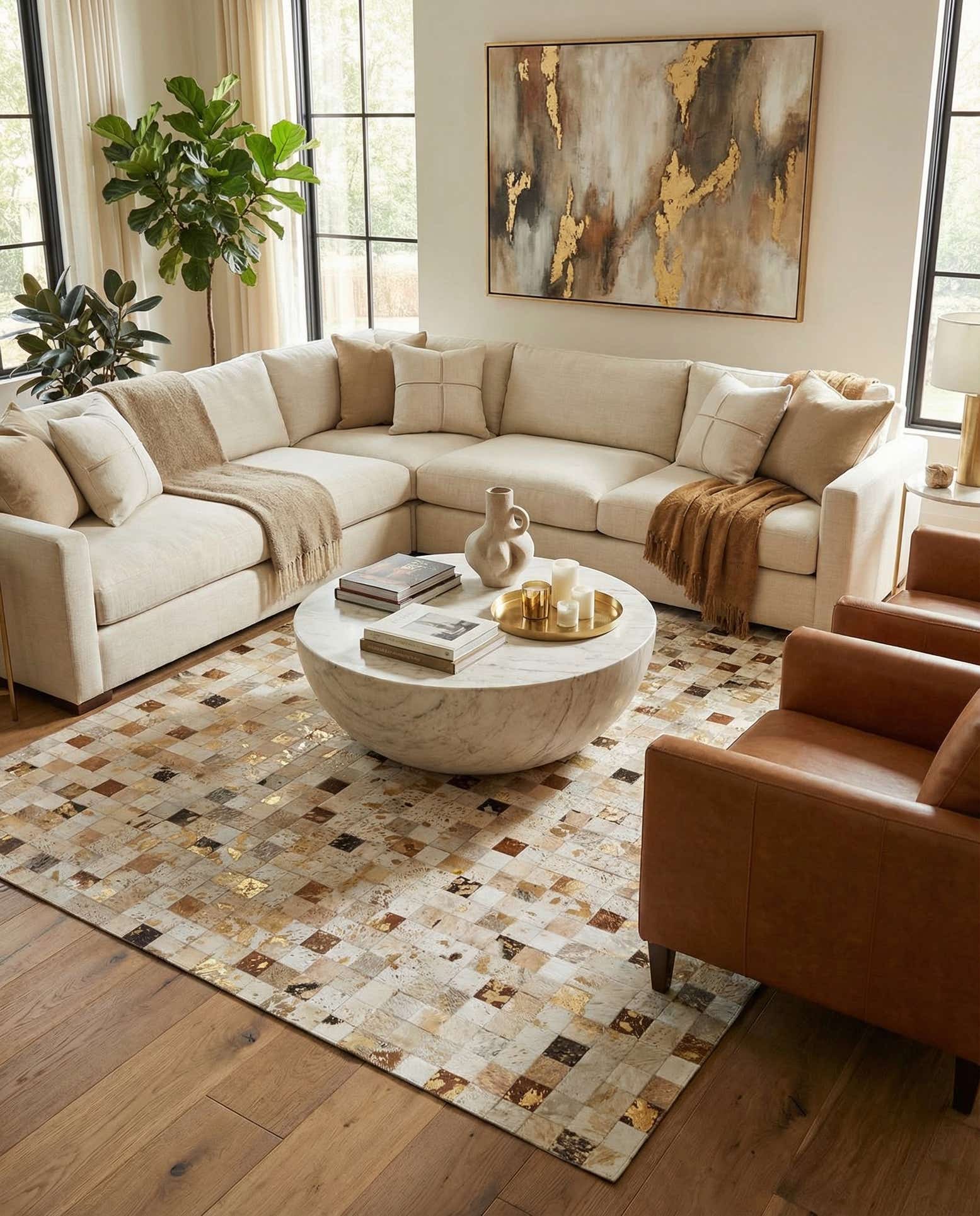 7' 6 x 9' 10 Cowhide Stocks Rug