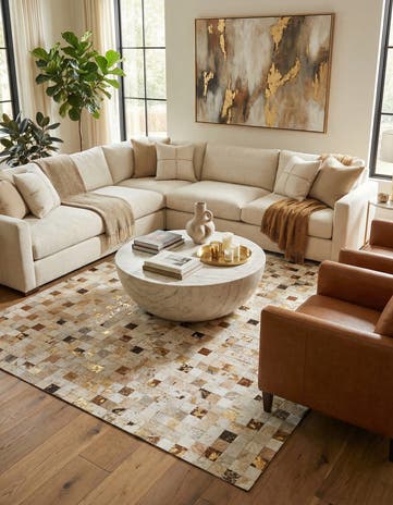 7' 6 x 9' 10 Cowhide Stocks Rug