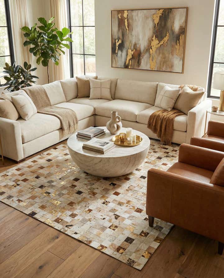 7' 6 x 9' 10 Cowhide Stocks Rug