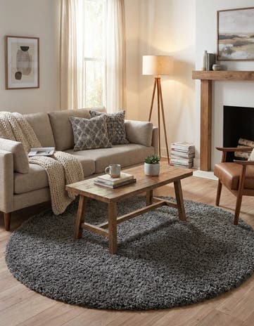 6' x 6' Solid Shag Round Rug