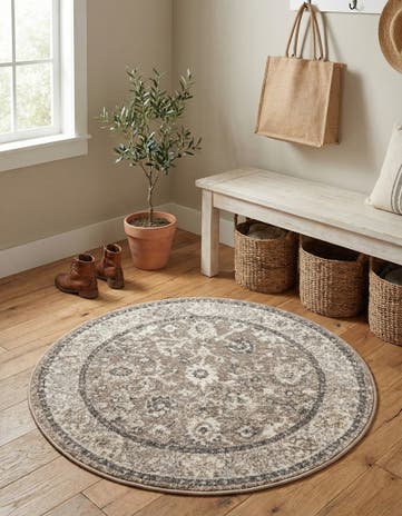Beige Brown Madeline Round Rug
