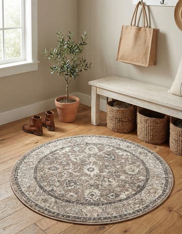 Beige Brown Madeline Round Rug