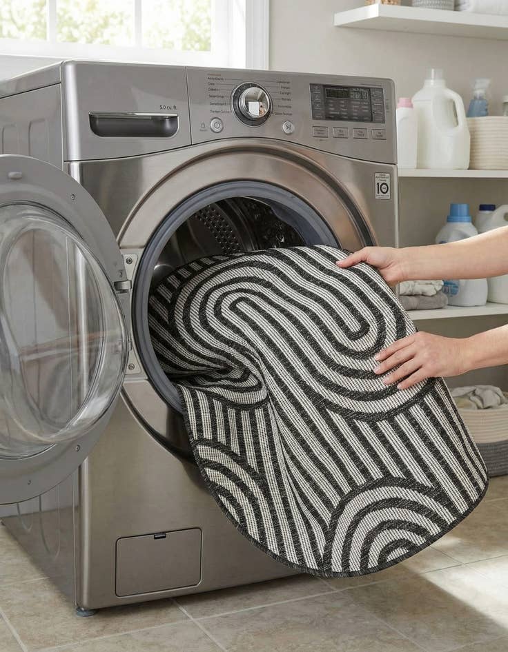 Detail image of  3' x 3'  Washable Modern Indoor / Outdoor Round Rug