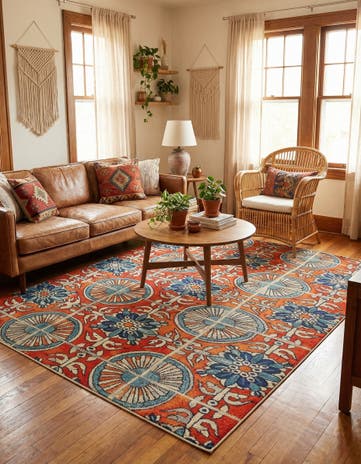 Orange Washable Hyacinth Rug