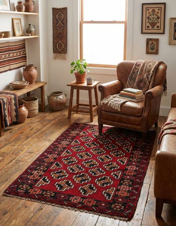 2' 10 x 4' 7 Hand Knotted Balouch Persian Wool Rug