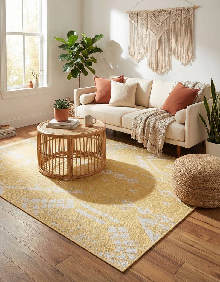 Detail image of  6' x 9'  Washable Bohemian Indoor / Outdoor Rug