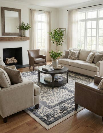 Ivory and Gray Vista Square Rug