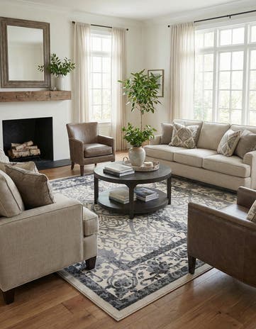 Ivory and Gray Vista Square Rug