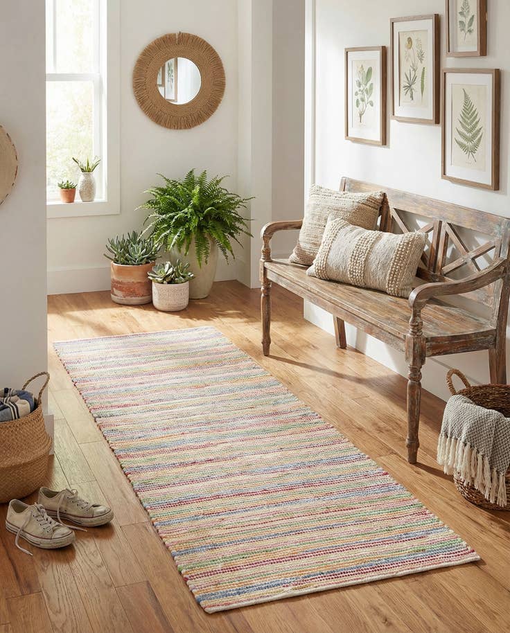 Detail image of 2' x 6' 1 Hand Woven Happy Rugs Rainbow Weave Runner
