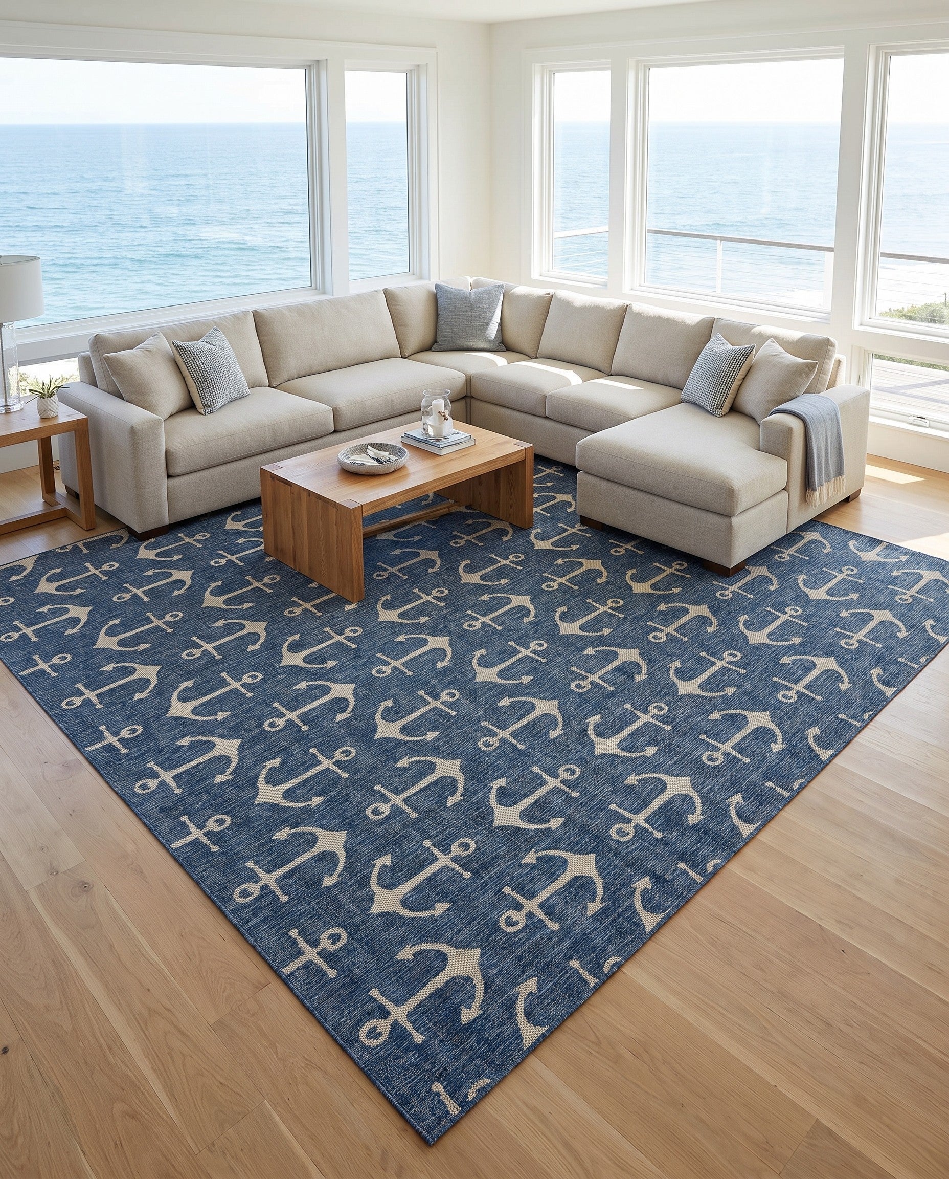 13' x 13' Easy-Clean Coastal Indoor / Outdoor Square Rug