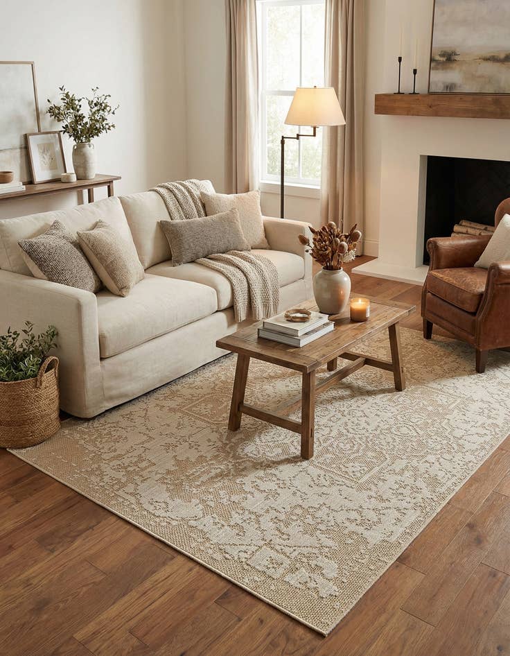 Detail image of  5' 3 x 8'  Washable Traditional Indoor / Outdoor Rug