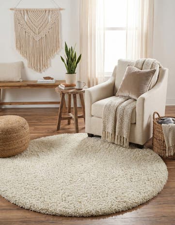 4' x 4' Solid Shag Round Rug
