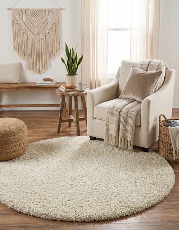 4' x 4' Solid Shag Round Rug