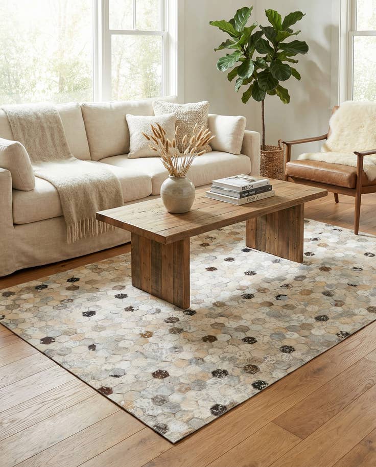 Detail image of 4' x 5' 7 Cowhide Stocks Rug