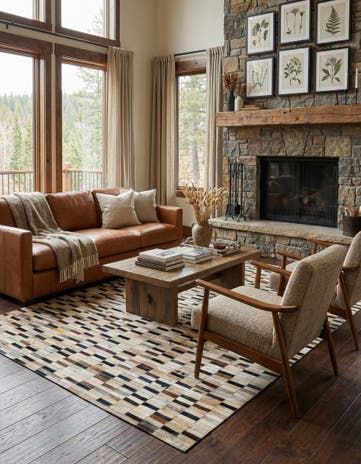 5' 1 x 8' Cowhide - Patchwork Rug