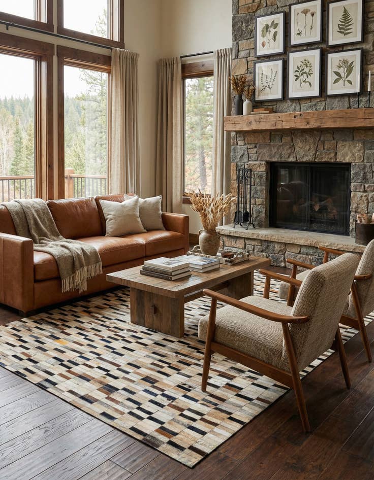 Detail image of  5' 1 x 8' Cowhide - Patchwork Rug