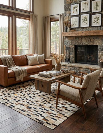 5' 1 x 8' Cowhide - Patchwork Rug