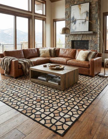 8' 1 x 10' Cowhide Leather Rug