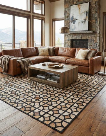 8' 1 x 10' Cowhide Leather Rug