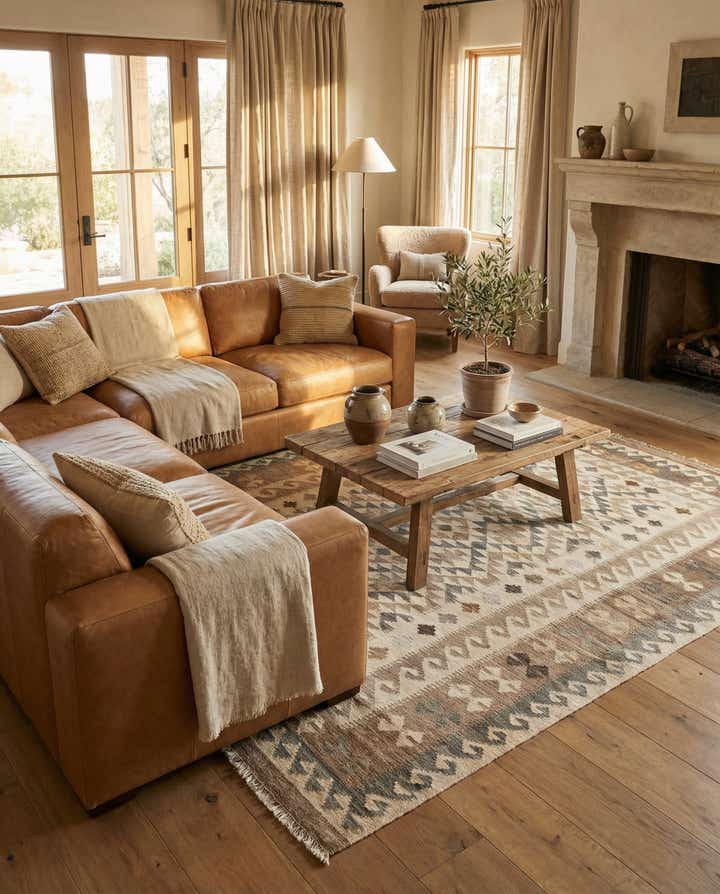 5' 7 x 7' 11 Hand Woven Kilim Maymana Wool Rug
