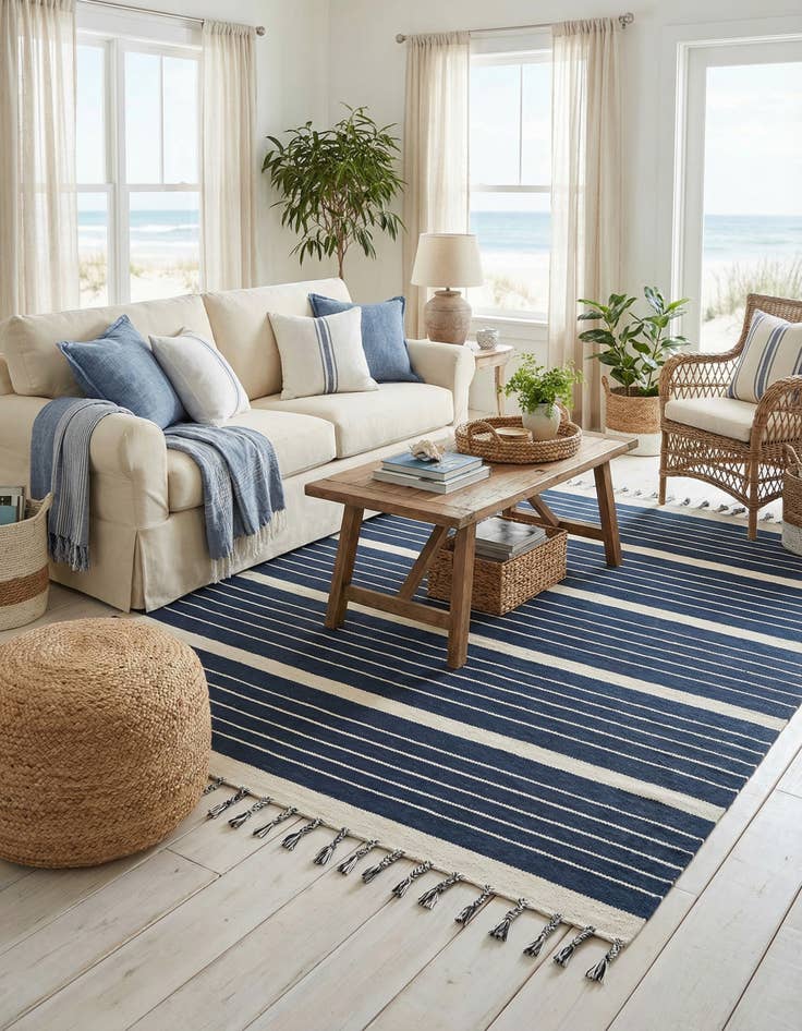 Detail image of  8' x 10'  Hand Woven Chindi Cotton Rug