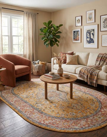 Yellow Lola Oval Rug