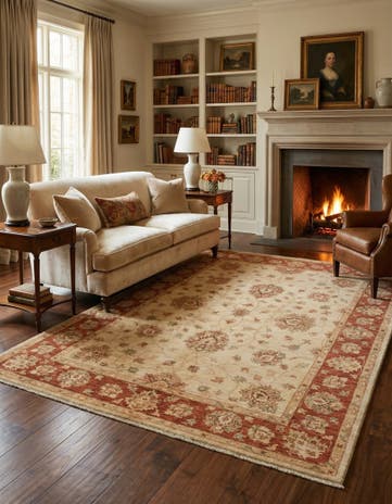 5' x 6' 6 Hand Knotted Peshawar Ziegler Rug
