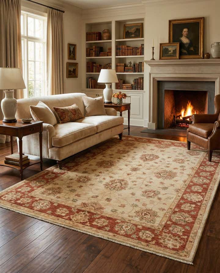 5' x 6' 6 Hand Knotted Peshawar Ziegler Rug