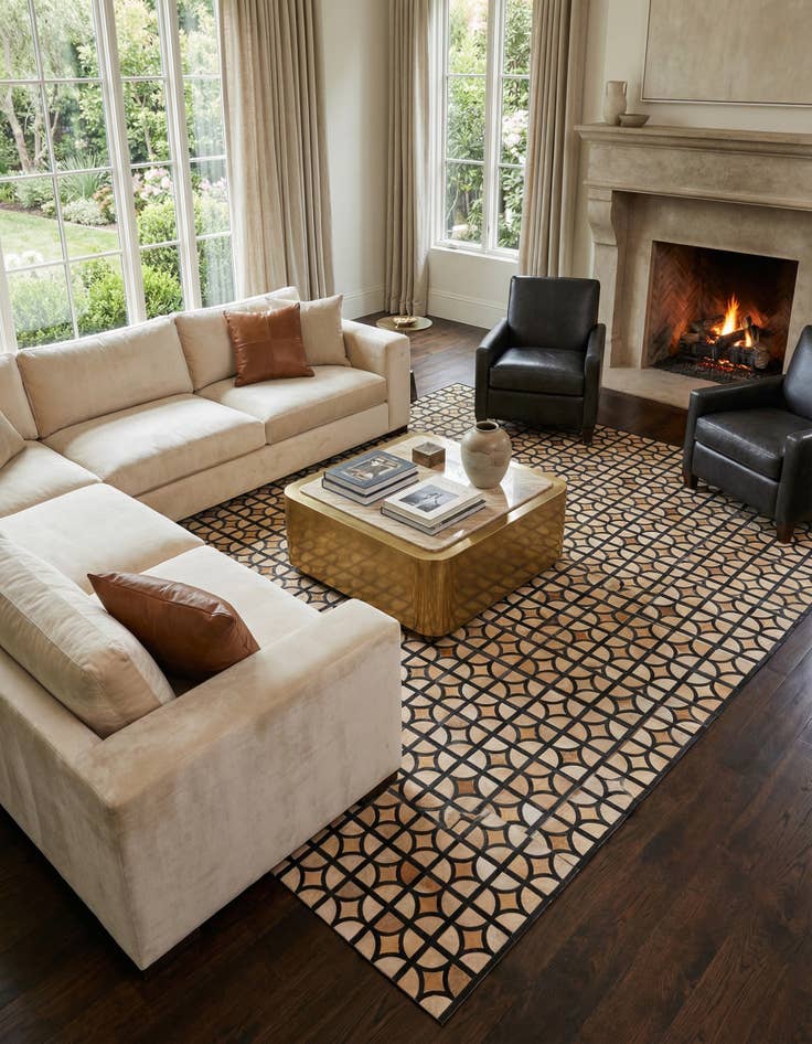 Detail image of 8' 2 x 10' 1 Cowhide Leather Rug