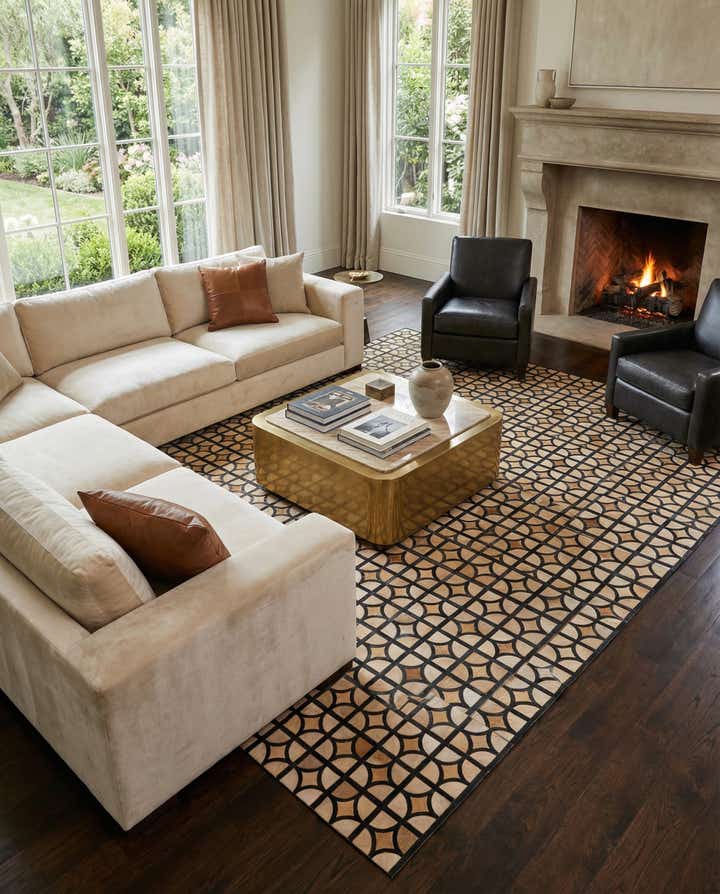 8' 2 x 10' 1 Cowhide Leather Rug