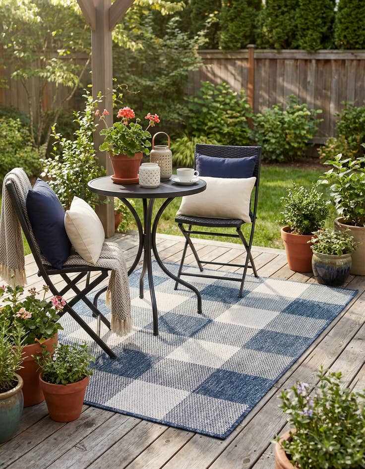 Detail image of  2' x 3'  Washable Checkered Indoor / Outdoor Rug
