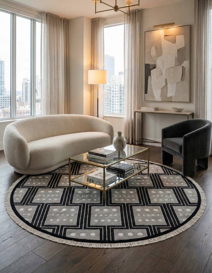 Detail image of 6' 5 x 6' 5  Hand Knotted Darya Wool Round Rug