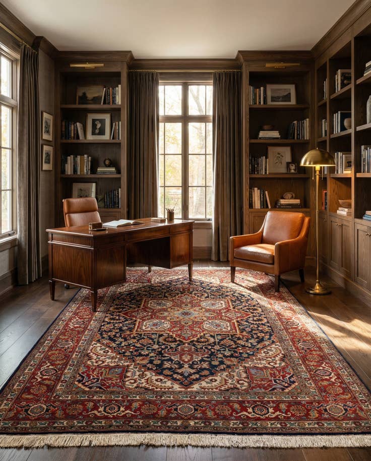 Detail image of 7' 5 x 10' 6 Hand Knotted Hamedan Persian Wool Rug