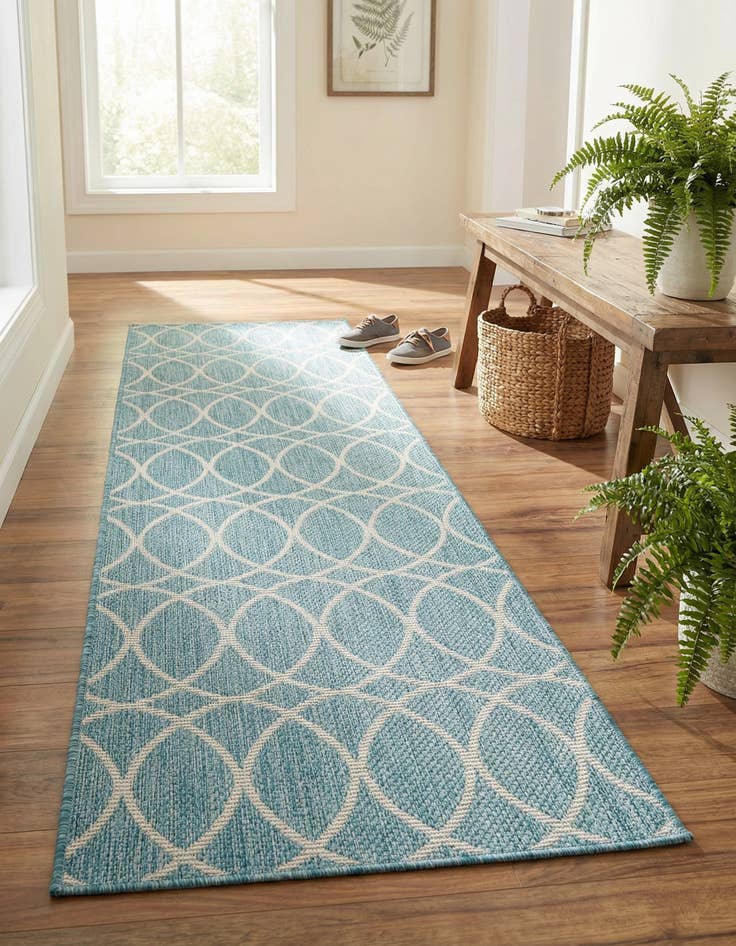 Detail image of 2' x 7' 10 Easy-Clean Trellis Indoor / Outdoor Runner Rug