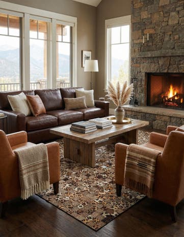 5' 1 x 8' Cowhide Leather Rug